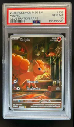 2025 Pokemon Mega Evolution Vulpix Illustration Rare #138/132 PSA 10 - Image 1