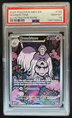 2025 Pokemon Mega Evolution Houndstone Illustration Rare #145/132 PSA 10 - Image 1