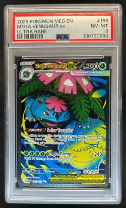2025 Pokemon Mega Evolution Venusaur ex Ultra Rare #155/132 PSA 8 - Image 1
