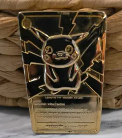 1999 Pokemon Burger King Pikachu Gold Plated Metal Card - Image 1