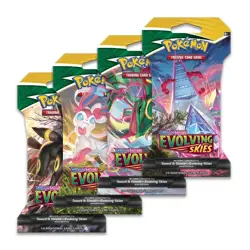 4X Pokemon TCG - SWSH EVOLVING SKIES Sleeved Booster Pack ART SET BOX - Image 1