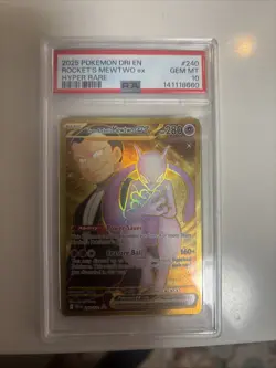 2025 Pokemon Dri EN-Destined Rivals Rocket's Mewtwo EX #240 Hyper Rare PSA 10 - Image 1