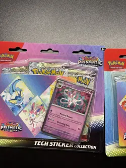 New & Sealed! Lot of 2 Pokemon TCG Prismatic Evolutions Tech Sticker Collection - Image 3