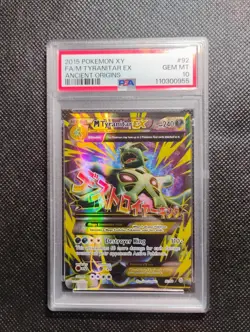 Pokemon M Tyranitar EX XY Ancient Origins Full Art #92 PSA 10 Gem Mint - Image 1