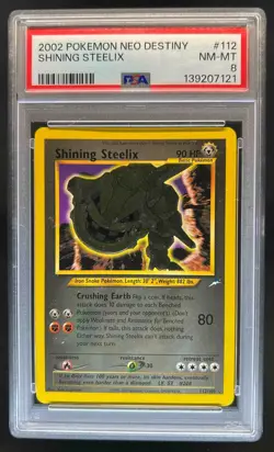 2002 Pokemon Neo Destiny Shining Steelix Holo #112/105 PSA 8 - Image 1