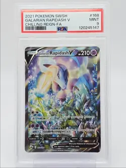 GALARIAN RAPIDASH V 2021 POKEMON CHILLING REIGN ART RARE 168/198 PSA 9 Q0004 - Image 1