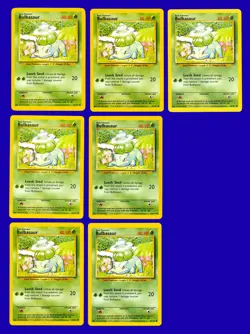 LOT of (7) 1999 Pokemon Game Base Set Bulbasaur 44/102 - RARE - Mint to Gem Mint - Image 1