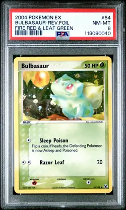 Bulbasaur 2004 Pokemon Fire Red & Leaf Green Reverse Holo PSA 8 #54 - Image 1
