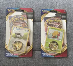 Pokemon TCG Sword & Shield Booster Packs + Coin SWSH039 lot of two. - Image 1