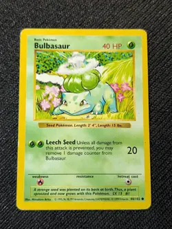 Bulbasaur 44/102 - Base Set Shadowless Pokemon TCG MP - Image 1