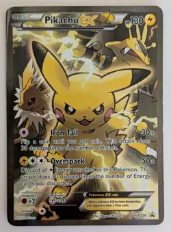 2016 Pokemon Xy Black Star Promo #XY124 Pikachu Ex Promo-Red & Blue - Image 1