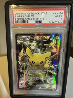 Pokemon Pikachu EX 2016 XY 124 Black Star Promo - Red And Blue Collection PSA 4 - Image 2