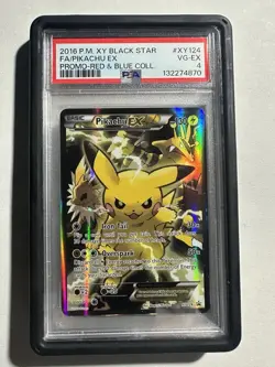 Pokemon Pikachu EX 2016 XY 124 Black Star Promo - Red And Blue Collection PSA 4 - Image 3