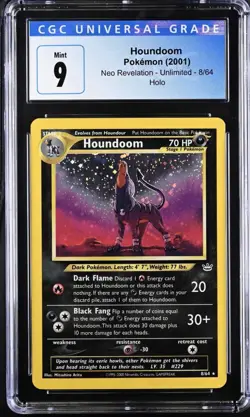 CGC 9 MINT Houndoom 2001 Neo Revelation 8/64 Holo Pokemon Card OG BLUE LABEL - Image 1