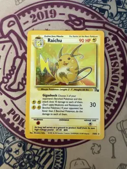 Pokemon TCG Raichu Fossil Holo Card 14/62 Unlimited Holo Rare WOTC Vintage - Image 3