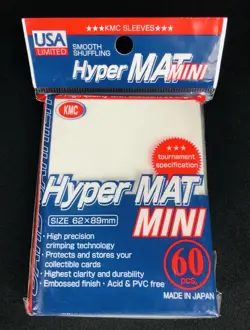 KMC HYPER MAT MINI (60) WHITE SLEEVES! Yugioh / Cardfight Deck Cards Size (NEW) - Image 1