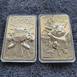 1999 Pokemon 23K Gold Plated Trading Card Poliwhirl Pikachu - Image 1