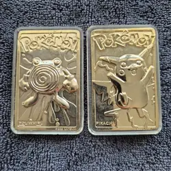 1999 Pokemon 23K Gold Plated Trading Card Poliwhirl Pikachu - Image 2