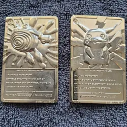 1999 Pokemon 23K Gold Plated Trading Card Poliwhirl Pikachu - Image 5