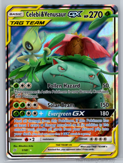 Pokemon TCG Celebi & Venusaur GX Holo Ultra Rare Card Team Up 1/181 NM 001 - Image 1