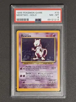 PSA 8 NM-MINT Mewtwo Holo Base Set 10/102 Pokemon Card TCG - Image 1