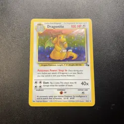 Pokemon TCG Dragonite Holo Rare Card 19/62 Fossil Set 1999 - Image 1