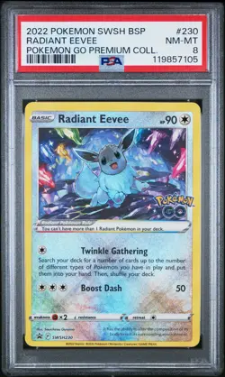 2022 POKEMON SWSH BLACK STAR PROMO #230 RADIANT EEVEE PSA 8 - Image 1