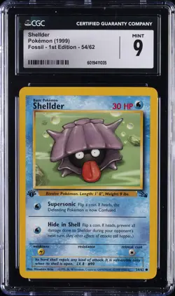 1999 POKEMON FOSSIL - FIRST ED #54/62 SHELLDER CGC 9 - Image 1
