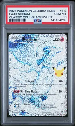 4209 Reshiram 2021 Pokemon Sword & Shield Celebrations #113 Classic PSA 10 - Image 1