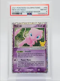 MEW EX 2021 POKEMON CELEBRATIONS CLASSIC LEGEND MAKER RARE 88/92 PSA 8 Q0004 - Image 1