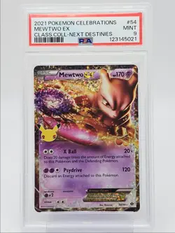 MEWTWO EX 2021 POKEMON CELEBRATIONS NEXT DESTINIES RARE 54/99 PSA 9 Q0004 - Image 1