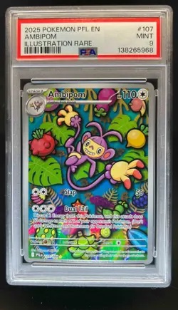 2025 Pokemon Phantasmal Flames Ambipom Illustration Rare #107/094 PSA 9 - Image 1
