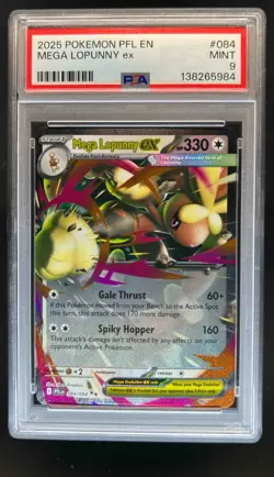 2025 Pokemon Phantasmal Flames Mega Lopunny ex Double Rare #084/094 PSA 9 - Image 1