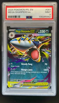 2025 Pokemon Phantasmal Flames Mega Sharpedo ex Double Rare #061/094 PSA 9 - Image 1