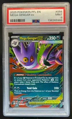 2025 Pokemon Phantasmal Flames Mega Gengar ex Double Rare #056/094 PSA 9 - Image 1