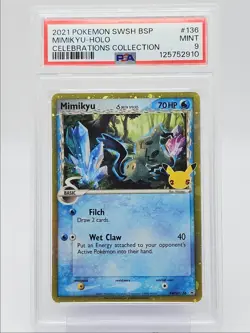 MIMIKYU 2021 POKEMON CELEBRATIONS BLACK STAR PROMO HOLO #SWSH136 PSA 9 Q0004 - Image 1