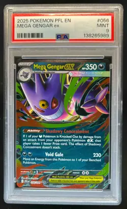 2025 Pokemon Phantasmal Flames Mega Gengar ex Double Rare #056/094 PSA 9 - Image 1