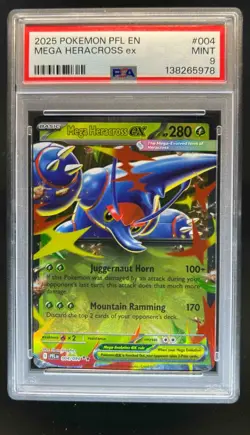 2025 Pokemon Phantasmal Flames Mega Heracross ex Double Rare #004/094 PSA 9 - Image 1