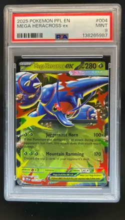 2025 Pokemon Phantasmal Flames Mega Heracross ex Double Rare #004/094 PSA 9 - Image 1