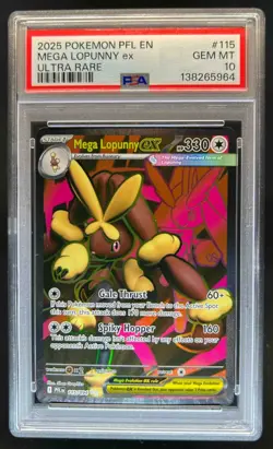 2025 Pokemon Phantasmal Flames Mega Lopunny ex Ultra Rare #115/094 PSA 10 - Image 1