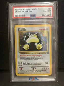 1999 Pokemon Jungle Snorlax Holo Rare Unlimited, 11/64, PSA 8 NM-MT - Image 1