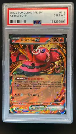 2025 Pokemon Phantasmal Flames Oricorio ex Double Rare #018/094 PSA 10 - Image 1