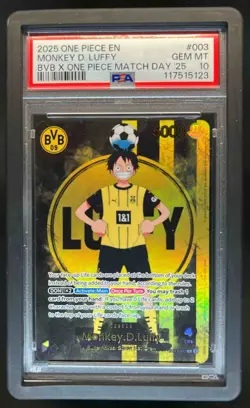 2025 One Piece X BVB Match Day Promo Monkey D Luffy #ST13-003 PSA 10 - Image 1