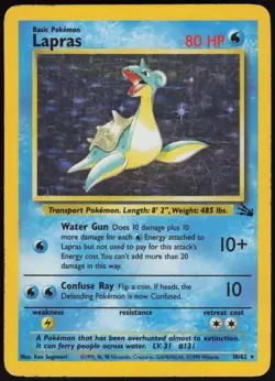 Lapras 10/62 Fossil Holo Rare Pokemon Card - MP - Image 2