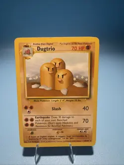 Dugtrio 19/102 Base Set Rare Non-Holo Vintage Pokemon TCG Card - Image 1