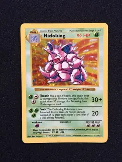 Pokemon TCG Nidoking Base Set Holo Rare Card 11/102 1999 Shadowless - Image 1