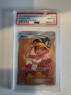 PSA 10 GEM MINT 2019 Pokemon Unbroken Bonds WELDER #214 Full Art Ultra Rare - Image 1