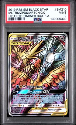5339 Moltres Zapdos Articuno GX 2019 Pokemon Hidden Fates ETB Promo #SM210 PSA 9 - Image 1