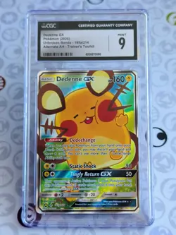 CGC 9 Dedenne GX #195a/214 Alt Art Unbroken Bonds Trainer's Toolkit Pokemon TCG - Image 1
