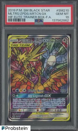 2019 POKEMON SM BSP SM210 FA MOLTRES ZAPDOS ARTICUNO GX HIDDEN FATES ETB PSA 10 - Image 1